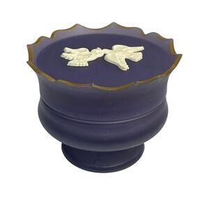 VTG Avon 1960s Rapture Cream Sachet Empty, Purple Glass White Doves Gold Trim